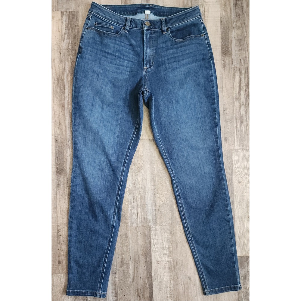 L.L.Bean BeanFlex Skinny Leg Jeans Womens 12 Reg Blue Favorite Fit Denim 507468